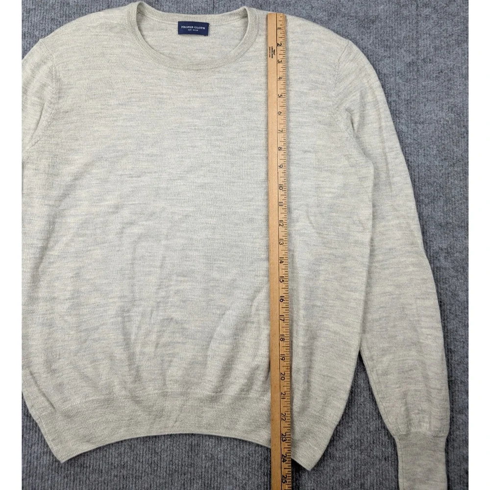 Proper Cloth Sweater Mens Large Silk Merino Wool Quiet Luxury Lightweight Gray